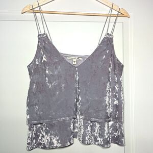 Express One Eleven Crushed Velvet Tiered Crop Top Cami Tank S Rave Disco Y2K